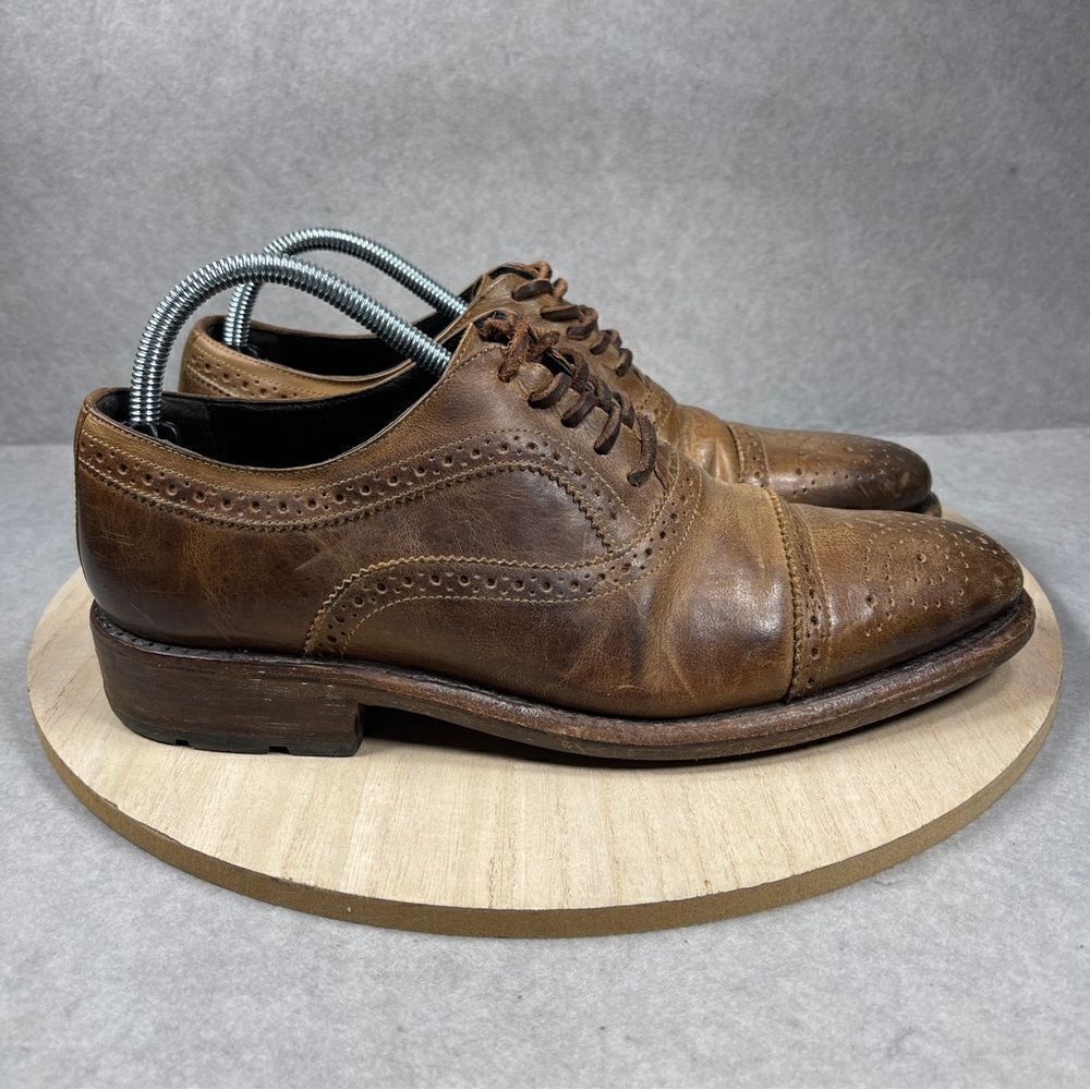 FREEBIRD Mens Steven George Brown Brogue Leather Oxford Wingtip Shoes Size 9